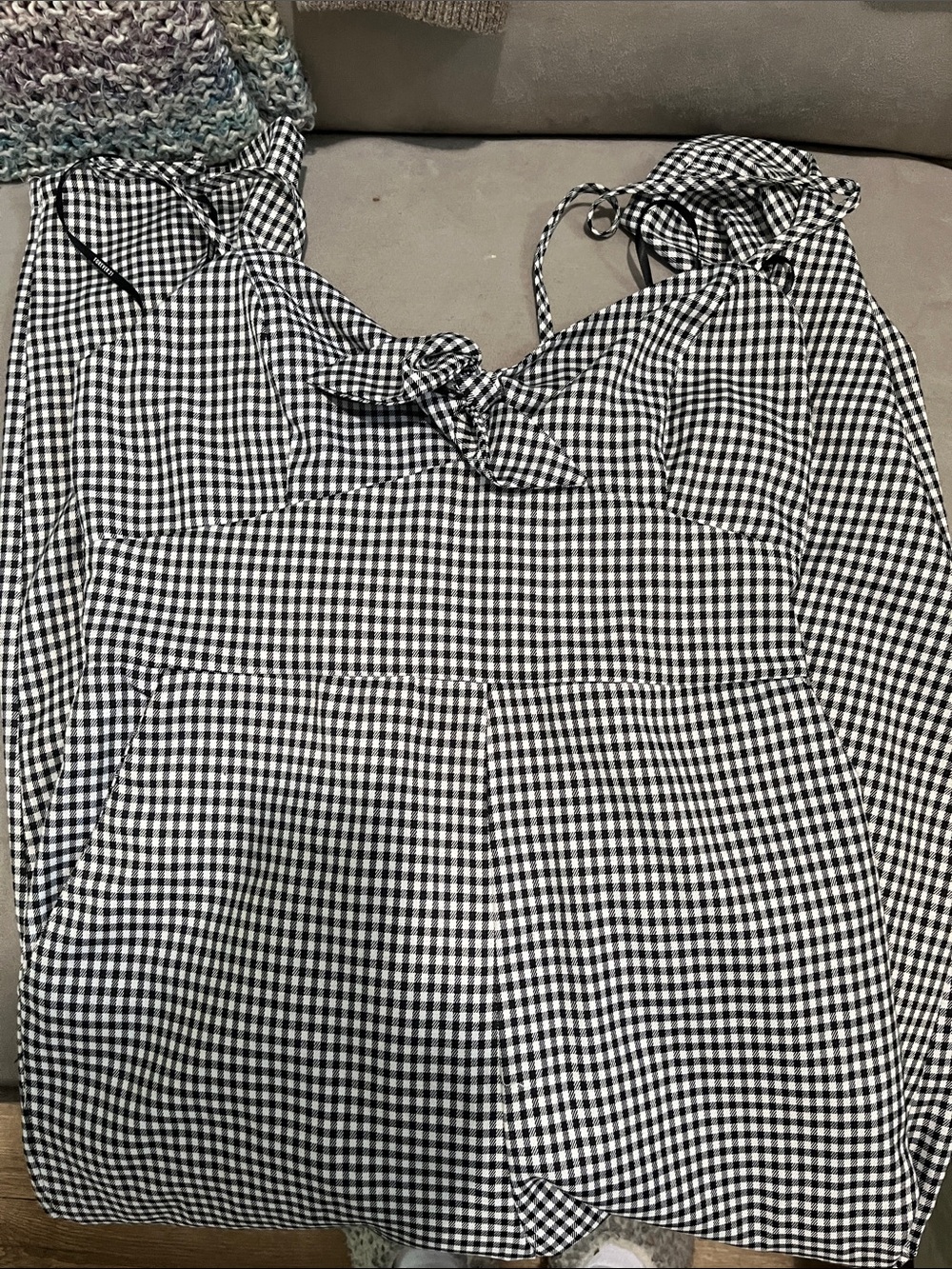 Black & White Gingham Jumpsuit with spaghetti straps